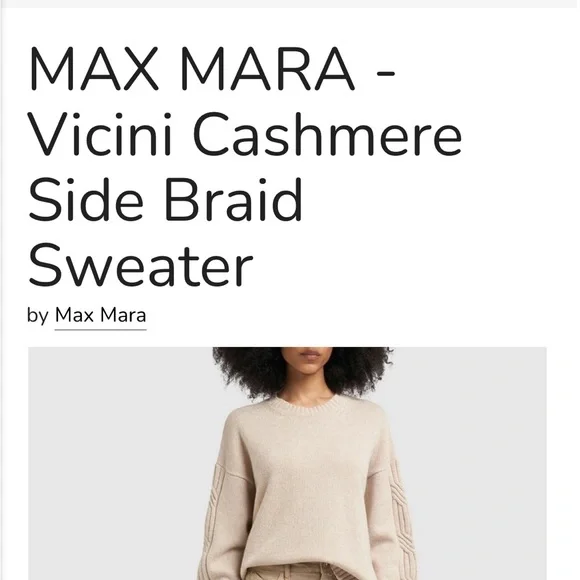 Max Mara 100% cashmere side braided sweater - Picture 6 of 6